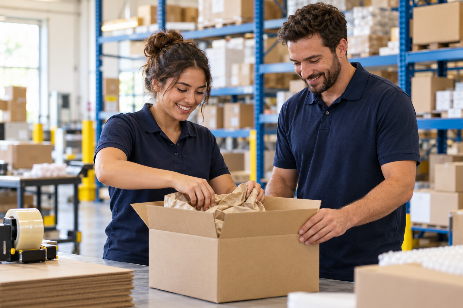 Coworkers preparing an order together